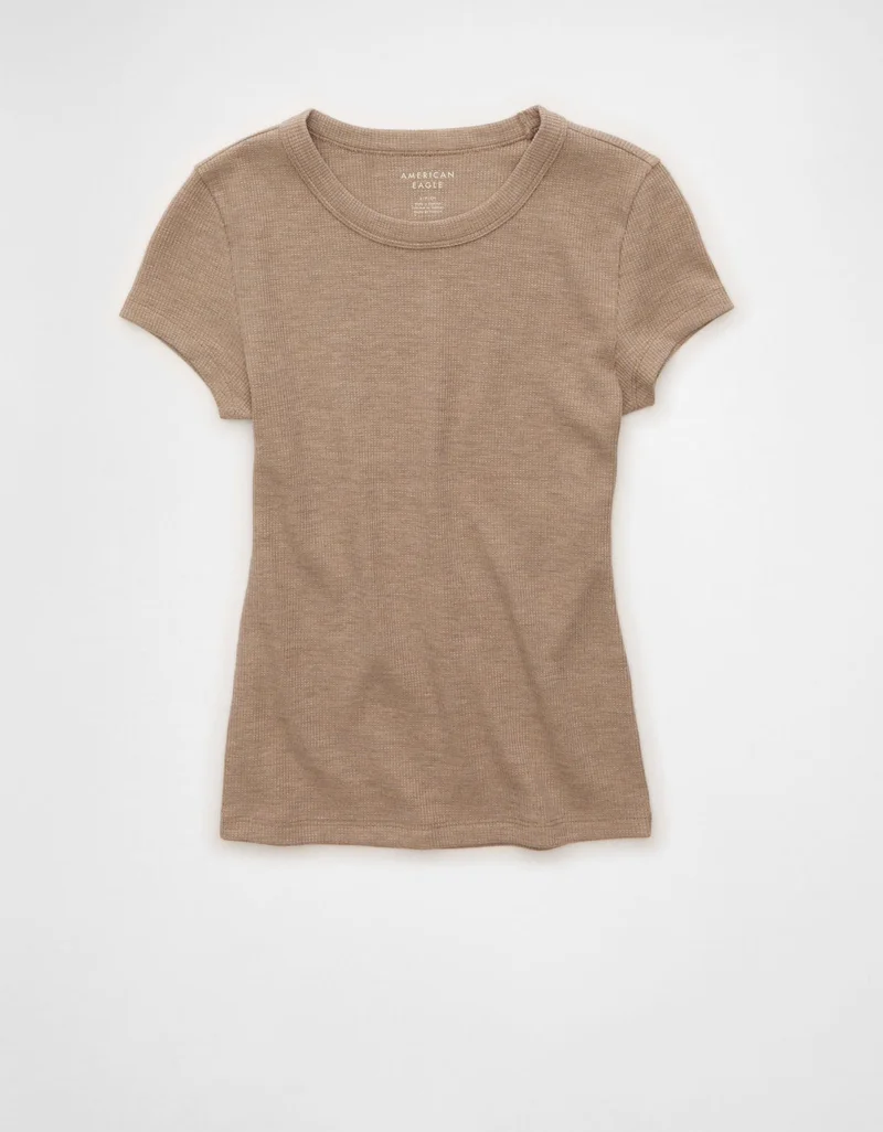 American Eagle  AE Hey Baby Waffle Tee for Women | Best Price UAE