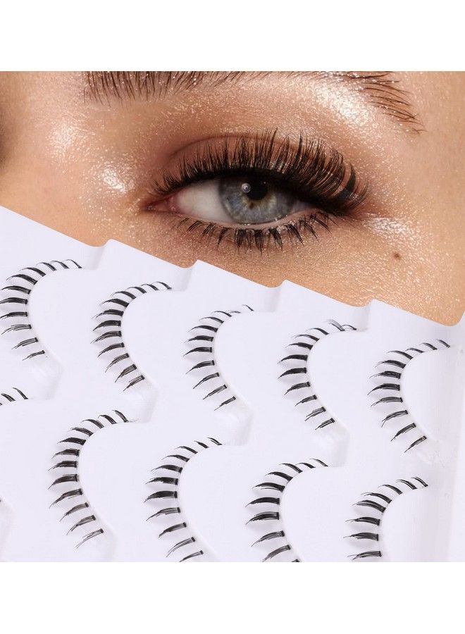 zanlufly False Eyelashes Bottom Lashes Wispy Natural Mink Lashes Clear Band Diy Lashes Reusable Soft Handmade Lashes Pack - Image 1