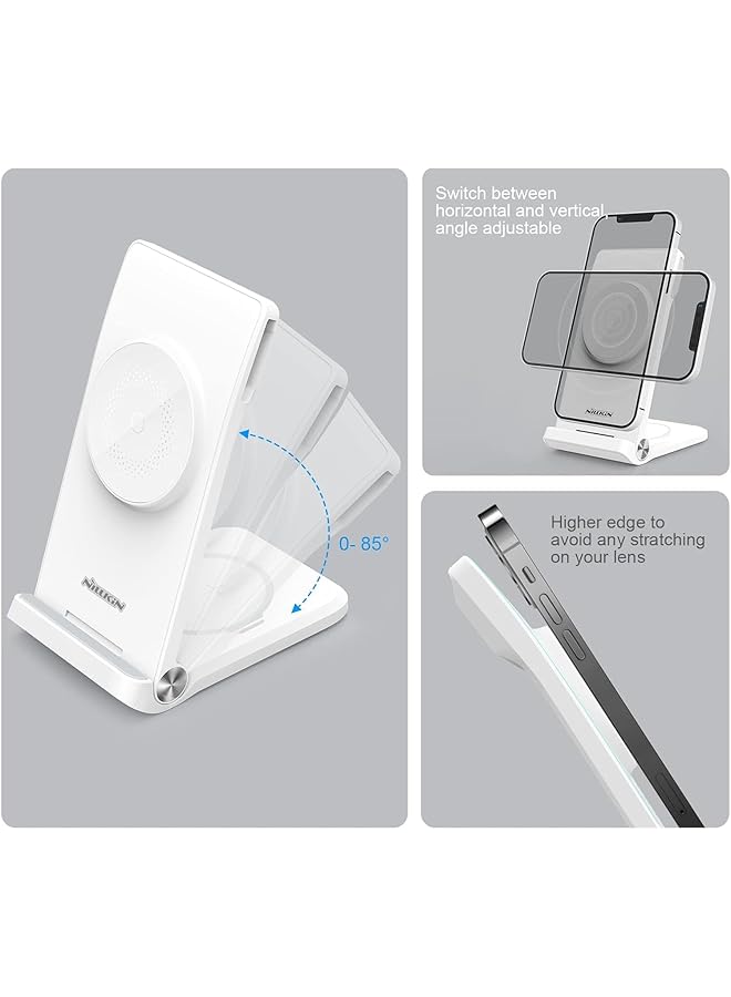 Nillkin 3 In 1 Wireless Charger Station With Magesafe For Mobile Phone Earphone Smart Watch With Mfi Certified Watch Wirelss Charger Cn Plug White - Image 3