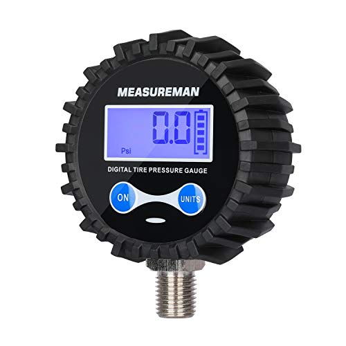 MEASUREMAN 2-1/2" Dial Size Digital Air Pressure Gauge with 1/4'' NPT Bottom Connector and Protective Boot, 0-60psi, Accuracy 1%, Battery Powered, with LED Light - Image 2