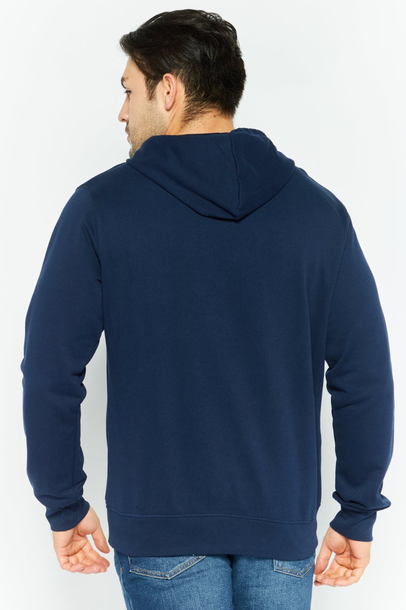 La Martina Men Hooded Brand Logo Long Sleeve Hoodie, Blue - Image 3