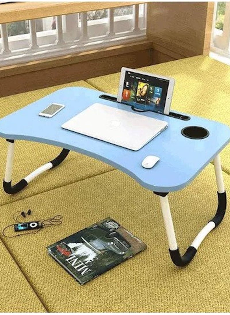 ComputerGear Wood Multi Purpose Laptop Desk For Study And Reading With Foldable Non Slip Legs Blue  - Image 3