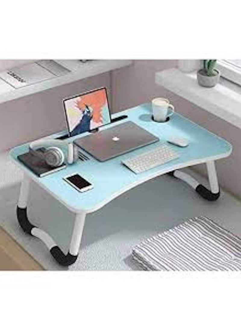 ComputerGear Wood Multi Purpose Laptop Desk For Study And Reading With Foldable Non Slip Legs Blue  - Image 2