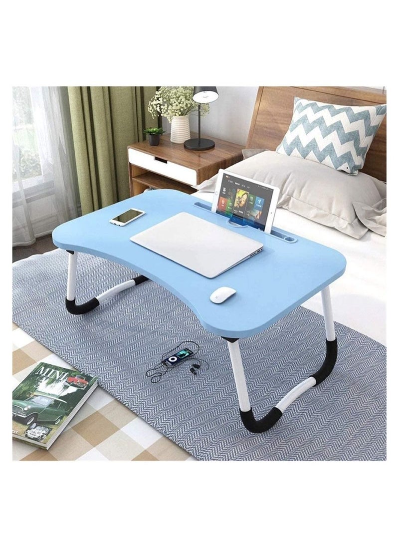 ComputerGear Wood Multi Purpose Laptop Desk For Study And Reading With Foldable Non Slip Legs Blue  - Image 4