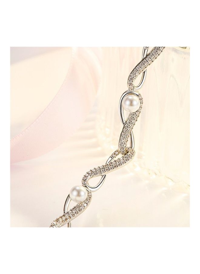 بيرفيي S925 Sterling Silver Crystal Studded Pendant Necklace - Image 2