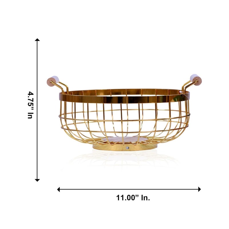 NIYANTA Fruit Basket for Dining Table Wire Fruit Basket Kitchen Decorative Stand for Fruit StorageVegetable Snack Bread Round Fruit Baskets Table Centerpiece for Kitchen_Golden - Image 5