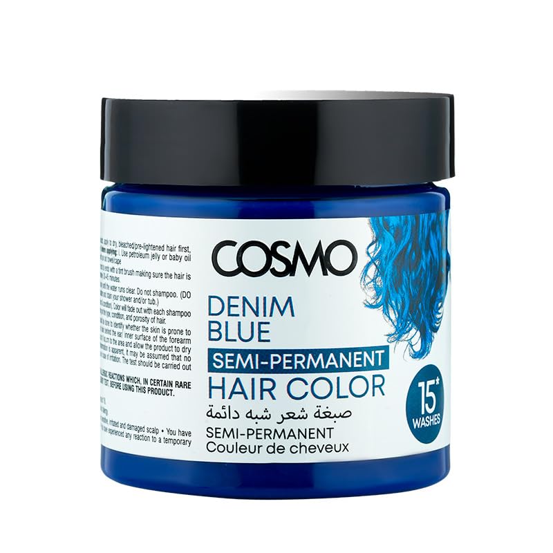 COSMO Denim Blue Semi-Permanent Hair Color – 120g - Ammonia-Free, Long-Lasting Color with Deep Conditioning Formula – Bold, Fade-Resistant Shine for All Hair Types – Easy Application - Image 1