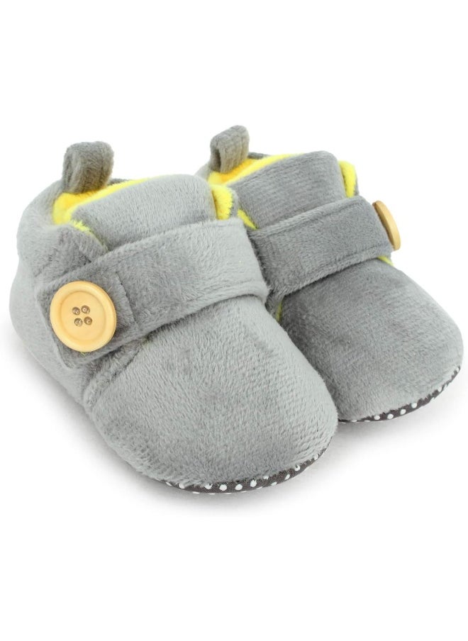 Superminis Superminis Unisex-baby's Bootie, Grey+Lemon, 6 - 12 Months  - Image 1