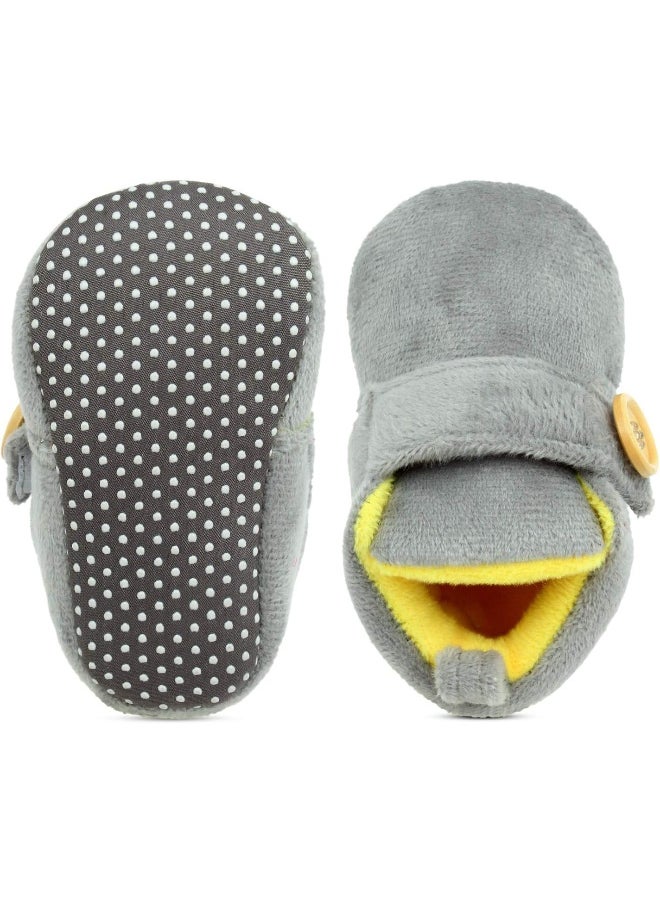 Superminis Superminis Unisex-baby's Bootie, Grey+Lemon, 6 - 12 Months  - Image 4