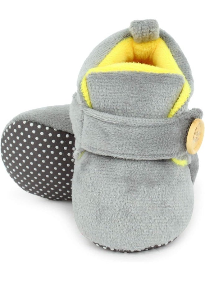 Superminis Superminis Unisex-baby's Bootie, Grey+Lemon, 6 - 12 Months  - Image 2