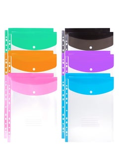 Y&D 12PCS Expandable A4 Plastic Wallets Folders Document Files Popper with Button Closure and Lable Pocket for Home, Office School Files, Punched Pockets （six colors）  - Image 2
