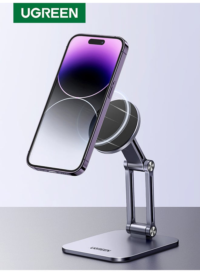 Ugreen MagSafe Phone Stand For Desk Adjustable iPhone stand Aluminum Mobile Stand 360° Rotatable Magnetic Phone Holder Stand Directly Use With iPhone 16/15/14/13 Series Fit For All 4-7.9-Inch Phones - Image 1