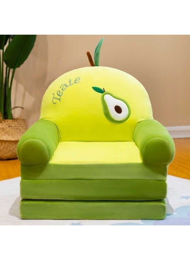 Cartoon Folding Sofa Plush Toy Children's Sofa Removable And Washable Seat Birthday Gift Supply-Specifications:Four-layer Leather Shell 28-Color:Pink Crown - Image 3