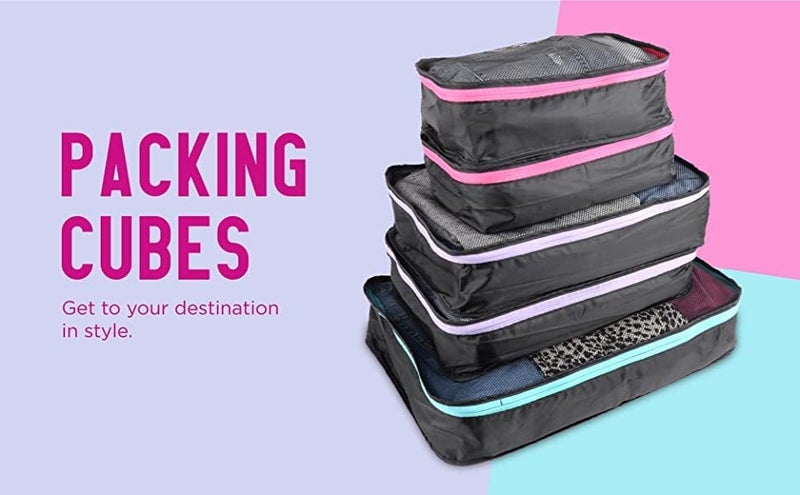 Miamica Malibu Babe Packing Cubes for Travel 3piece Organizing Set  Pink - Image 5
