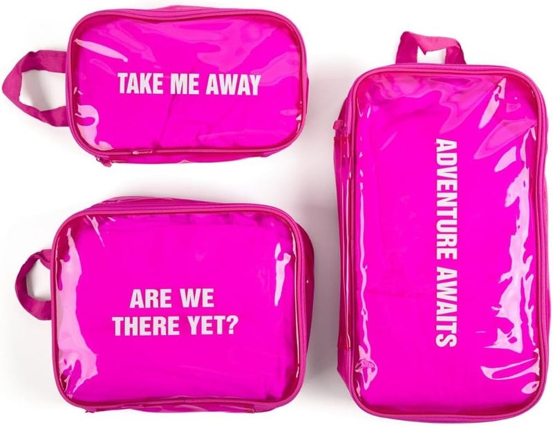 Miamica Malibu Babe Packing Cubes for Travel 3piece Organizing Set  Pink - Image 1