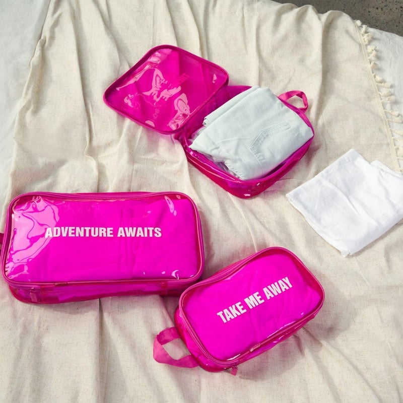 Miamica Malibu Babe Packing Cubes for Travel 3piece Organizing Set  Pink - Image 4