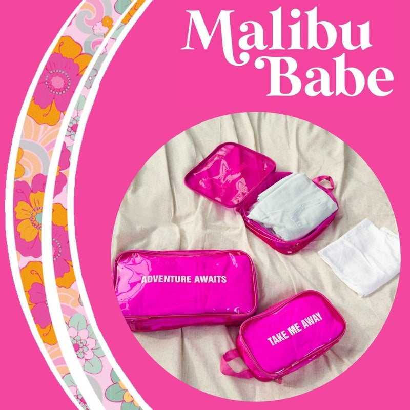 Miamica Malibu Babe Packing Cubes for Travel 3piece Organizing Set  Pink - Image 2