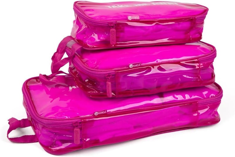 Miamica Malibu Babe Packing Cubes for Travel 3piece Organizing Set  Pink - Image 3