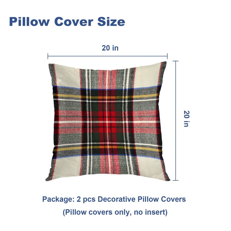 Batmerry Red White Plaid Throw Pillow Covers Christmas Plaid Colorful Scottish Tartan Plaid Decorative Pillow Covers Digital Printing Blended Fabric for Couch Sofa Bed Invisible Zipper 20X20 in - Image 5