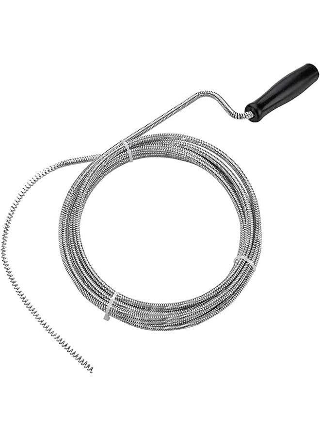 ECVV Flexible Spring Wire Sink & Drain Cleaner Hair Removal Tool Metal Snake Brush with Plastic Handle Drain Opener for Kitchen, Basins, Toilet, Bathroom, Bathtubs Sewers (SILVER) (3 METER) Silver - Image 1