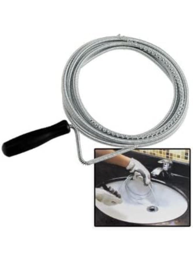 ECVV Flexible Spring Wire Sink & Drain Cleaner Hair Removal Tool Metal Snake Brush with Plastic Handle Drain Opener for Kitchen, Basins, Toilet, Bathroom, Bathtubs Sewers (SILVER) (3 METER) Silver - Image 3