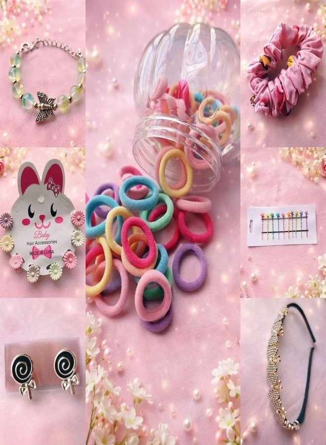 ABSTER Kids Hair Accessories Combo Set for Girls | Star Hair Pins, Colorful Rubber Bands, Cute Scrunchies & Stylish Hair Band | Baby & Kids Hair Styling Set 7pic - Image 1