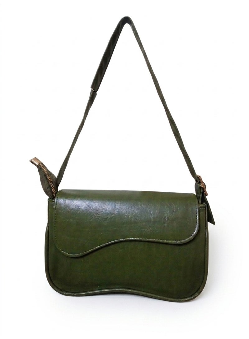 Women’s Leather Rectangular Crossbody Shoulder Bag  (Blue Oil)