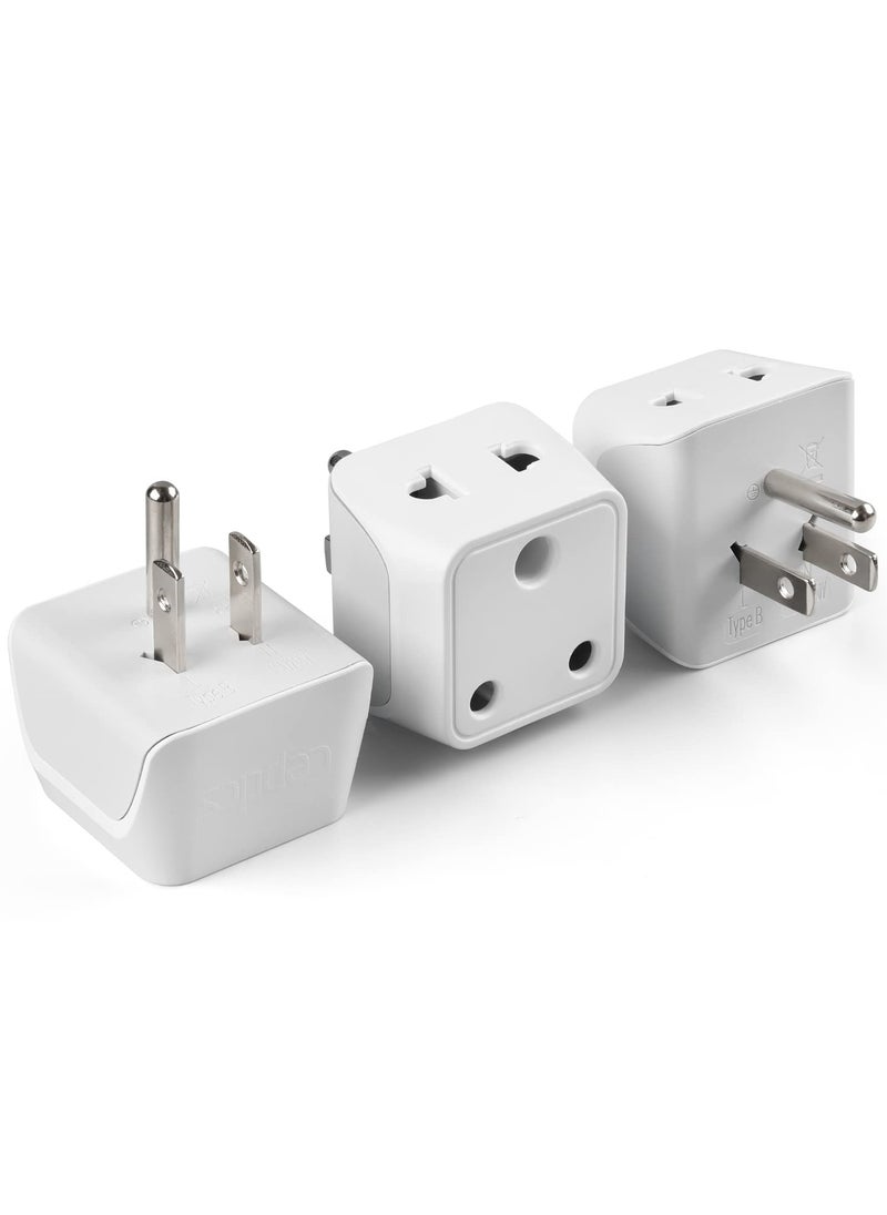 Ceptics Ceptics India to USA Converter Plug Type B Canada Travel Adapter 2 in 1 USA Dual Input Perfect for Laptop Phones Cameras CE RoHS 3 Pack Lifetime Limited Warranty  - Image 1