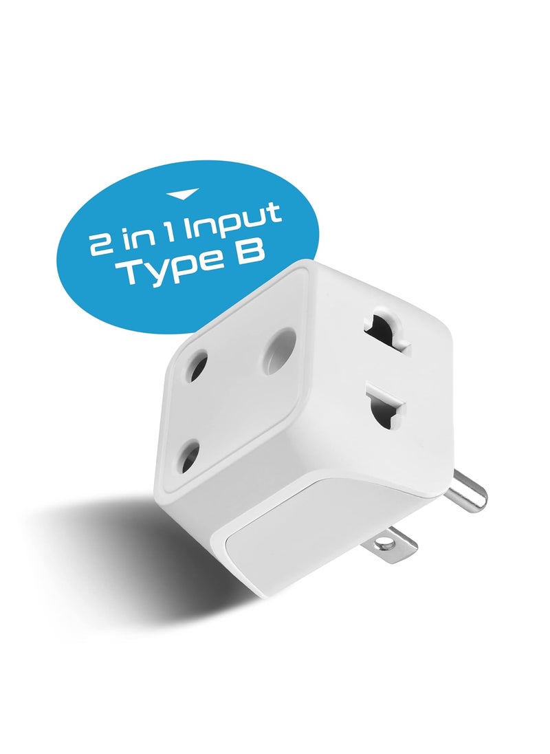 Ceptics Ceptics India to USA Converter Plug Type B Canada Travel Adapter 2 in 1 USA Dual Input Perfect for Laptop Phones Cameras CE RoHS 3 Pack Lifetime Limited Warranty  - Image 3
