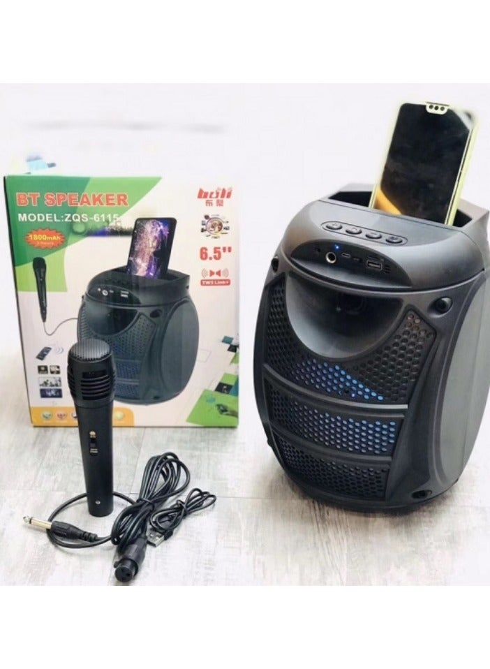 BT Speaker ZQS-6115 Bluetooth Speaker with Mic – Black - Image 3