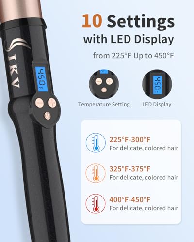 IKV 1 1/4 Inch Curling Wand Ceramic Long Barrel,1.25 Inch Curling Wand Iron for Long Hair,Dual Voltage Hair Curling Wand - Image 5