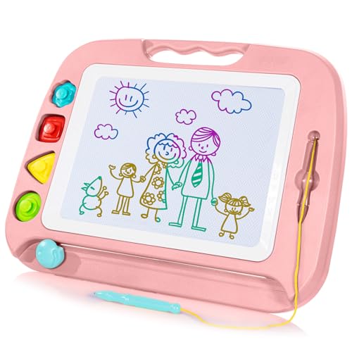 SGILE Large Magnetic Drawing Board for Kids Toddlers Toys for 1 2 3 4 Year Old Etch  Sketch Pad with 4 Stamps Learning and Educational Toys for Boys Girls Gift 16 13 in 42 x 32 CM Light Pink - Image 1