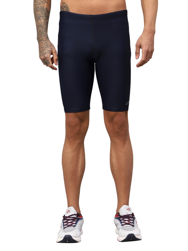 Vector X COMBAT-001 Unisex Men's Adult Compression Bottom Sports Tights Shorts Body fit Ideal for Gym, Running, Cycling, Swimming, Basketball, Cricket, Yoga, Football, Tennis, Badminton (M) Navy - Image 1