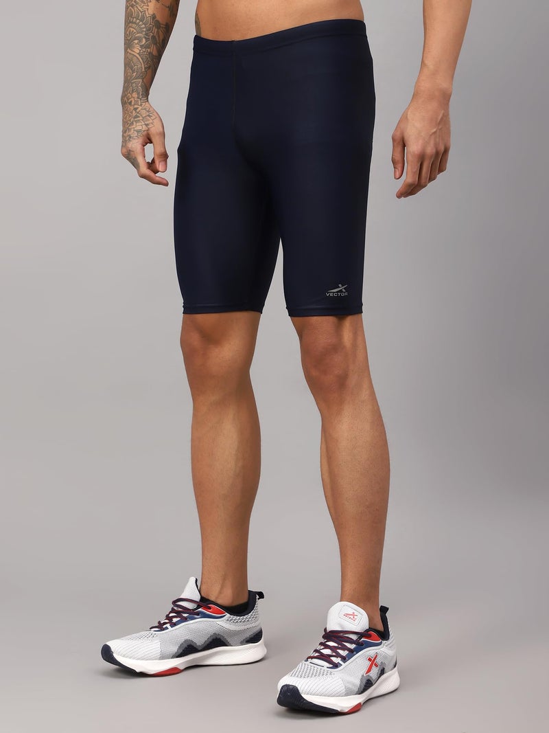 Vector X COMBAT-001 Unisex Men's Adult Compression Bottom Sports Tights Shorts Body fit Ideal for Gym, Running, Cycling, Swimming, Basketball, Cricket, Yoga, Football, Tennis, Badminton (M) Navy - Image 4