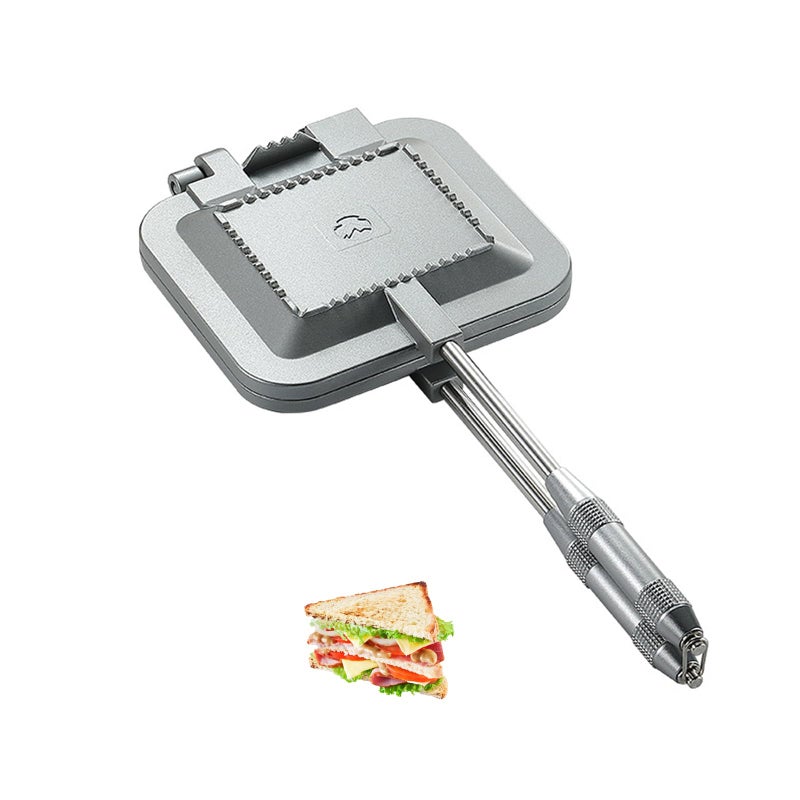 camping moon Campingmoon Campfire Sandwich Maker Camping BreadToaster Aluminum Hot Sandwich Stovetop Grill Pan Campfire Pie Cooking Equipment Sliver - Image 2