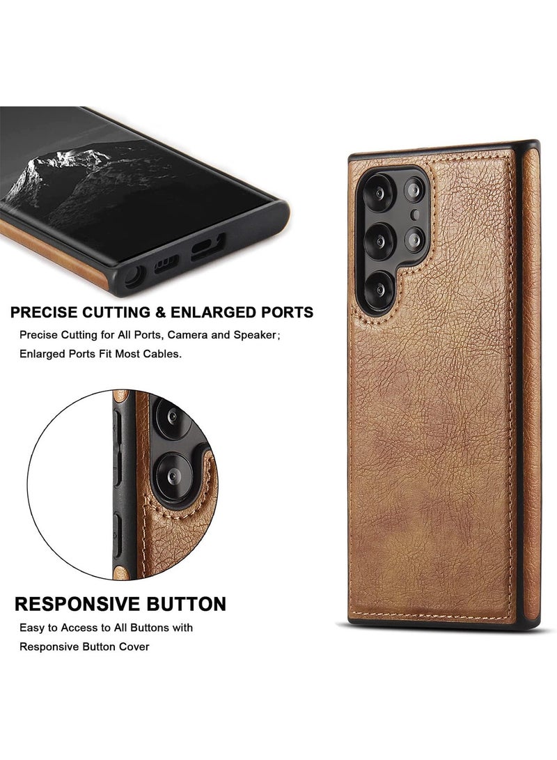 Aookay Leather Case for Samsung Galaxy S25 Ultra Vintage Business Slim Thin Drop and Scratch Resistant Full Protective Phone Cover Cases for Samsung Galaxy S25 Ultra（Black） - Image 4