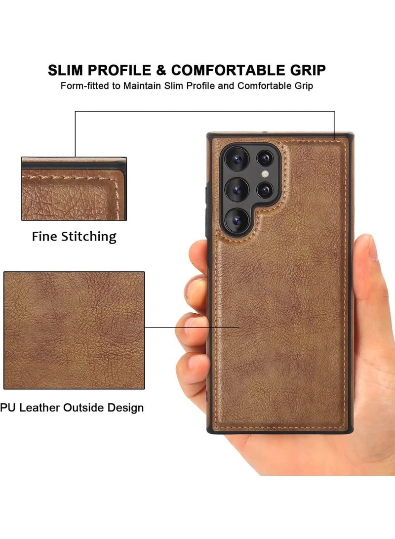 Aookay Leather Case for Samsung Galaxy S25 Ultra Vintage Business Slim Thin Drop and Scratch Resistant Full Protective Phone Cover Cases for Samsung Galaxy S25 Ultra（Black） - Image 5