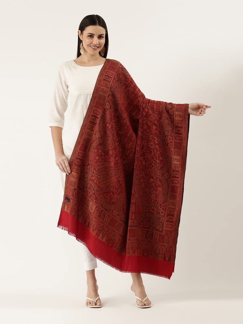 Pashmoda شال باشمودا النسائي بتصميم كشميري ملكي مزخرف بنمط بايزيلي (الحجم: 101 × 203 سم) - Image 2