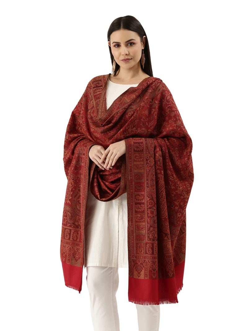 Pashmoda شال باشمودا النسائي بتصميم كشميري ملكي مزخرف بنمط بايزيلي (الحجم: 101 × 203 سم) - Image 5