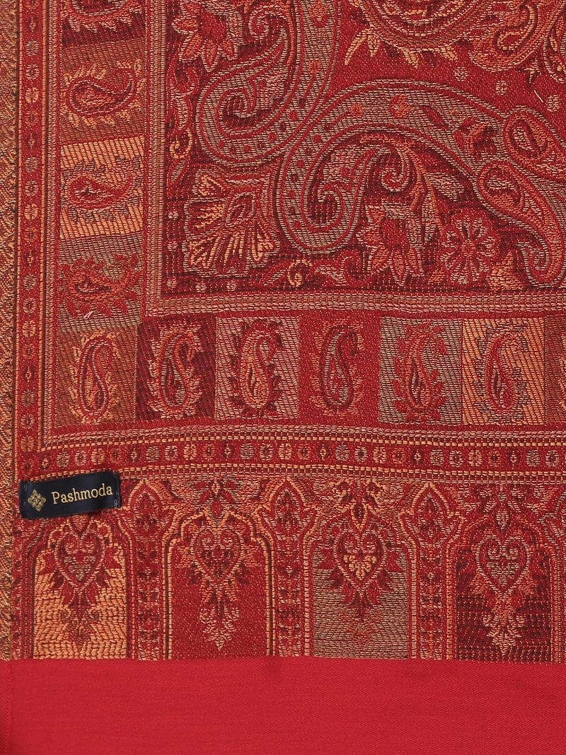 Pashmoda شال باشمودا النسائي بتصميم كشميري ملكي مزخرف بنمط بايزيلي (الحجم: 101 × 203 سم) - Image 3