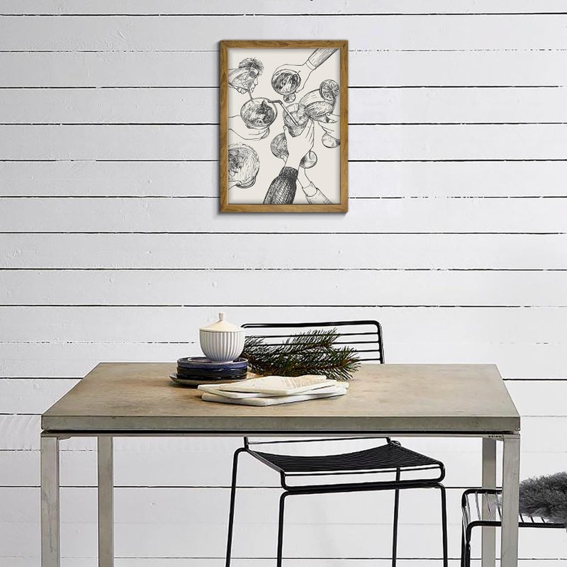 calmart Cheers Prints And Poster - Black And White Drawing Wall Art  Cheers Art  Cheers Sign  Bar Cart Wall Decor  Bar Cart Art  Cocktail Print - Image 4