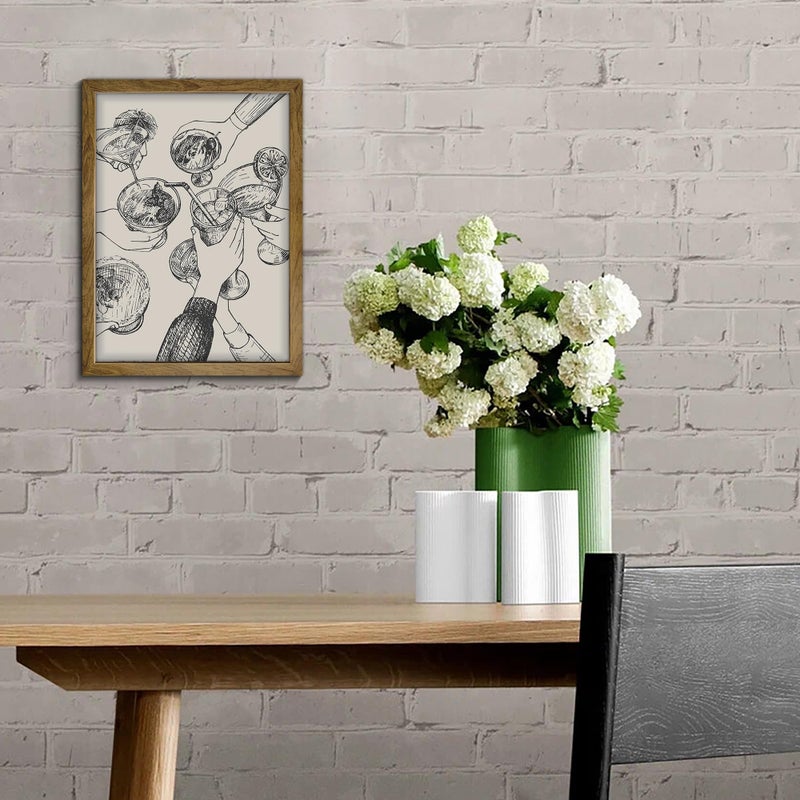 calmart Cheers Prints And Poster - Black And White Drawing Wall Art  Cheers Art  Cheers Sign  Bar Cart Wall Decor  Bar Cart Art  Cocktail Print - Image 3
