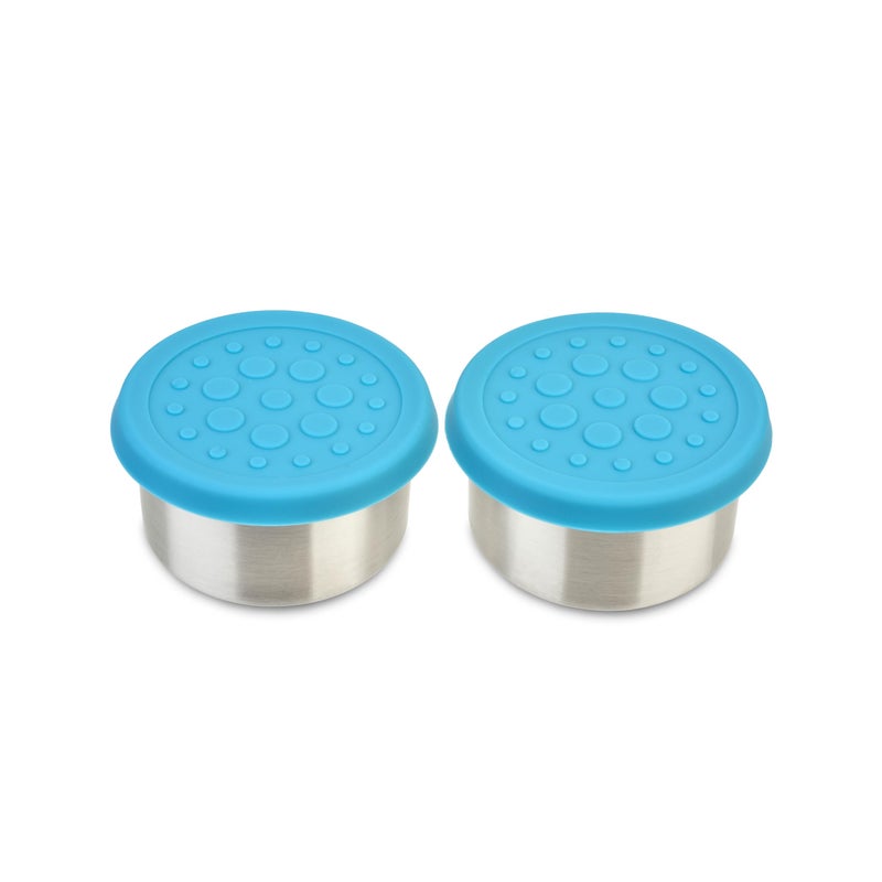 LunchBots 4.5 oz Leak Proof Snack and Side Dish Containers - Spill Proof in Bags and Bento Boxes - Food-Grade Stainless Steel With Silicone Lids - Set of 2 (Aqua) - Image 1