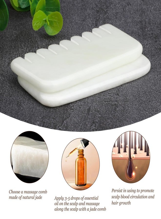 gemshan Jade Gua Sha Comb, 2pcs White Jade Massage Comb Tool for Head Caring, Relax - Image 3