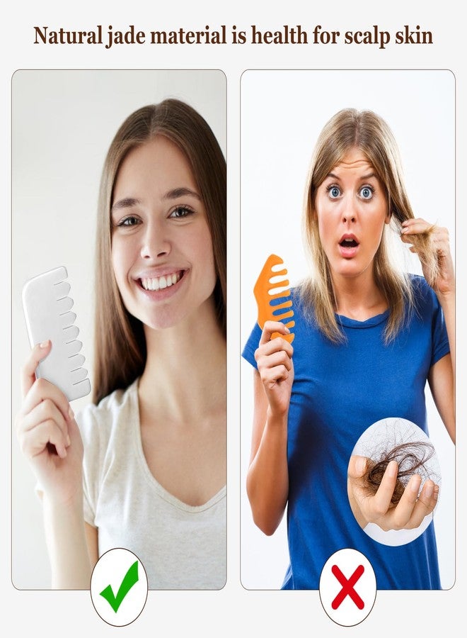 gemshan Jade Gua Sha Comb, 2pcs White Jade Massage Comb Tool for Head Caring, Relax - Image 4