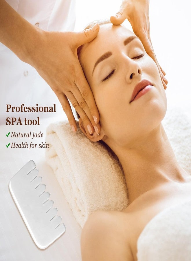 gemshan Jade Gua Sha Comb, 2pcs White Jade Massage Comb Tool for Head Caring, Relax - Image 5