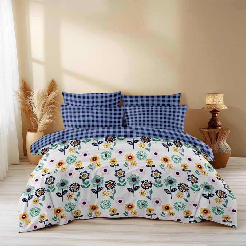 LOOMLYFE 300 TC Cotton All Season King Size Ac Comforter || Blanket || Duvet with 1 King Size Flat Bedsheet 108X108 Inch and 2 Large Pillow Cover - 4 Piece Comforter Set - BlueSunflower - Image 5