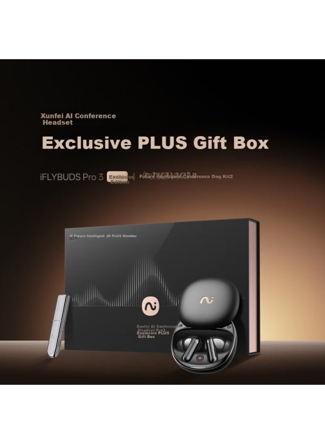 سماعات بلوتوث إيفلايتك لإلغاء الضوضاء والترجمة - برو 3+ مع مجموعة مؤتمرات كلب 2 [صندوق هدايا حصري بلس] إلغاء نشط للضوضاء مدعوم من الحكومة متوافق مع أبل وهواوي