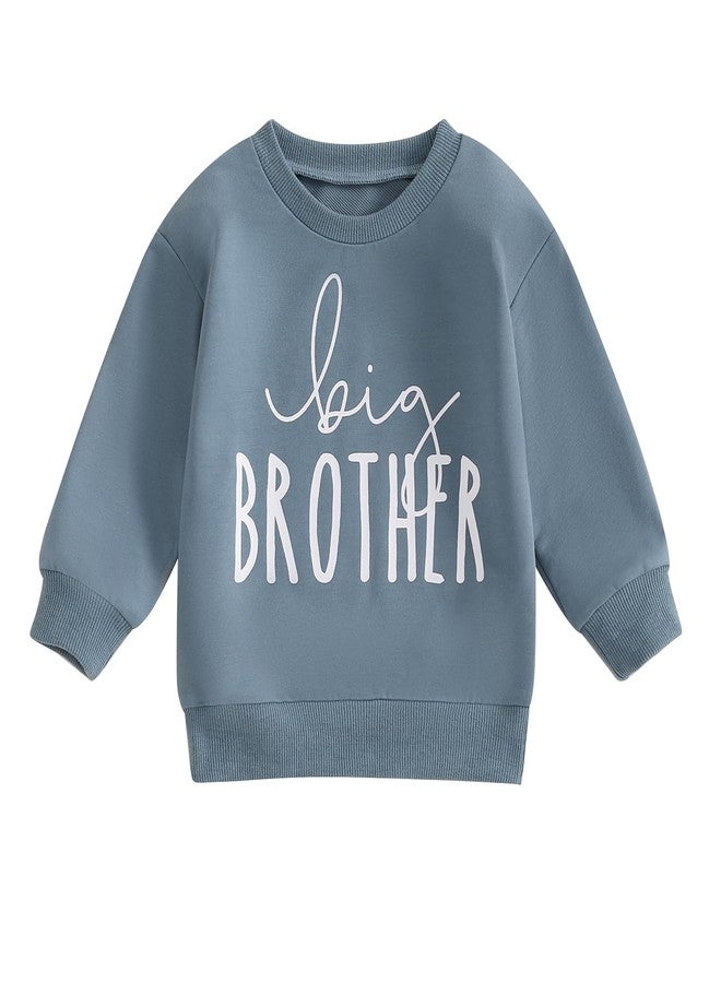 wybzd Little Brother Big Brother Matching Outfits Baby Crewneck Sweatshirt Romper Big Bro Lil Sis Siblings Clothes (Blue Bro, 18-24 Months) - Image 1
