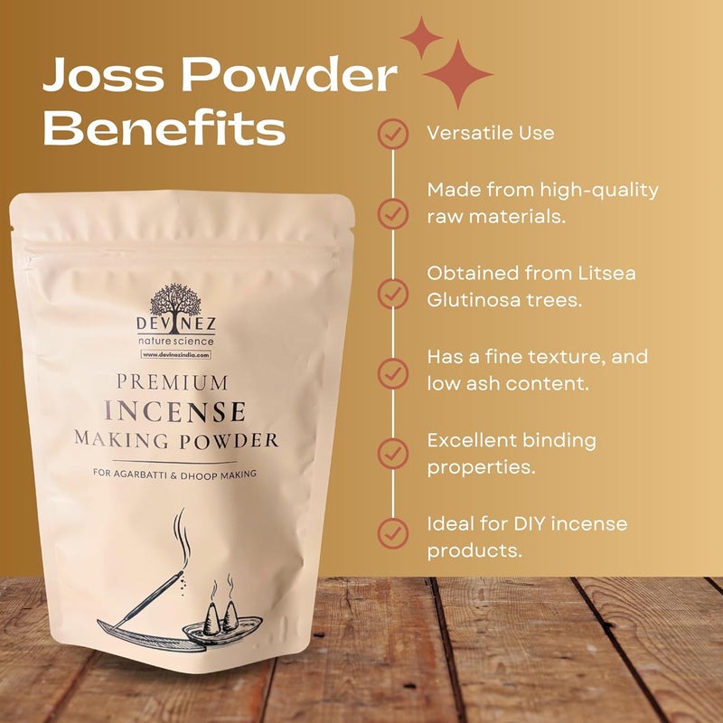 Devinez Natural Joss Powder (Litsea glutinosa) A Grade - 400gms, Vietnam, 36 Cup, for Making Your own Incense, Doop Cone, Sambrani, Agarbatti Making, Joss Powder - Image 3